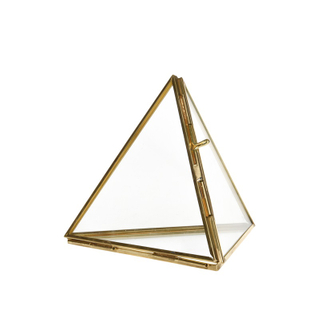 Sensorial Delight Pyramid Mirror Glass Flower House Jewelry Jewelry Storage Box Handicraft Pendant