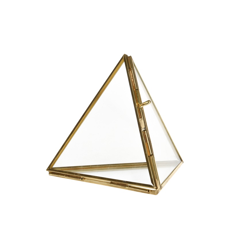 Sensorial Delight Pyramid Mirror Glass Flower House Jewelry Jewelry Storage Box Handicraft Pendant
