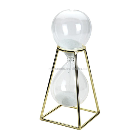 Hourglass Sand Timer Clock for Office Decor with Metal Golden Stand 15MIN