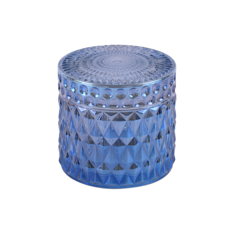 glass storage jar blue storage container home decor bottles