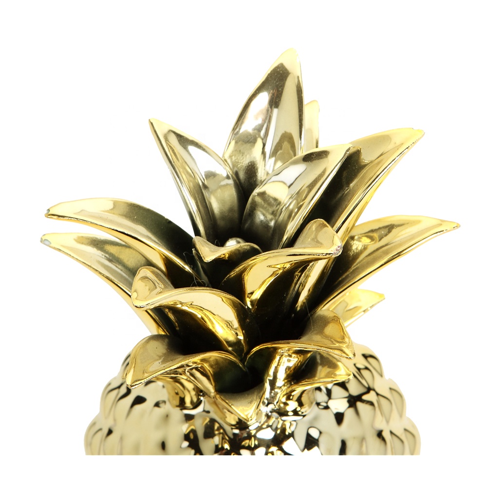 Golden Color Decorative Ceramic Pineapple decor Stand Ornaments