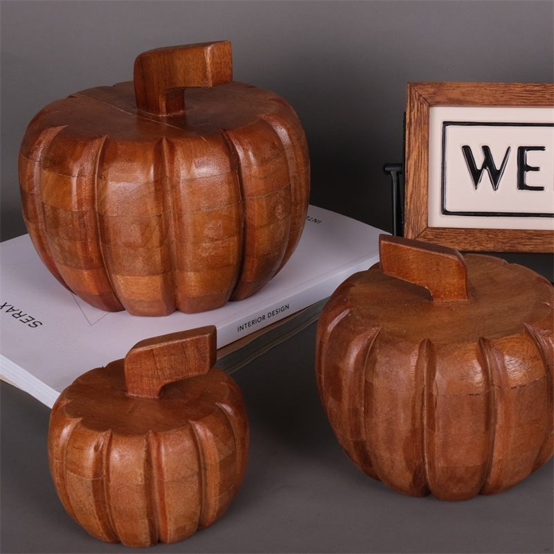 Autumn Wooden Pumpkin Shape Table Home Decoration
