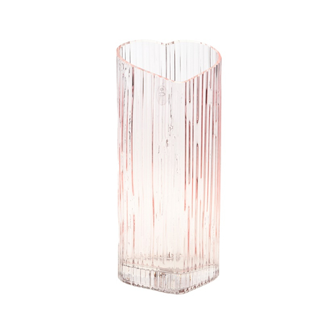 Romantic Amber Glass Heart Shaped Opening Translucent Striped Wedding Transparent Flower Vases For Homes
