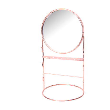 High Quality round cosmetic cosmetic metal mirror with jewelry rack