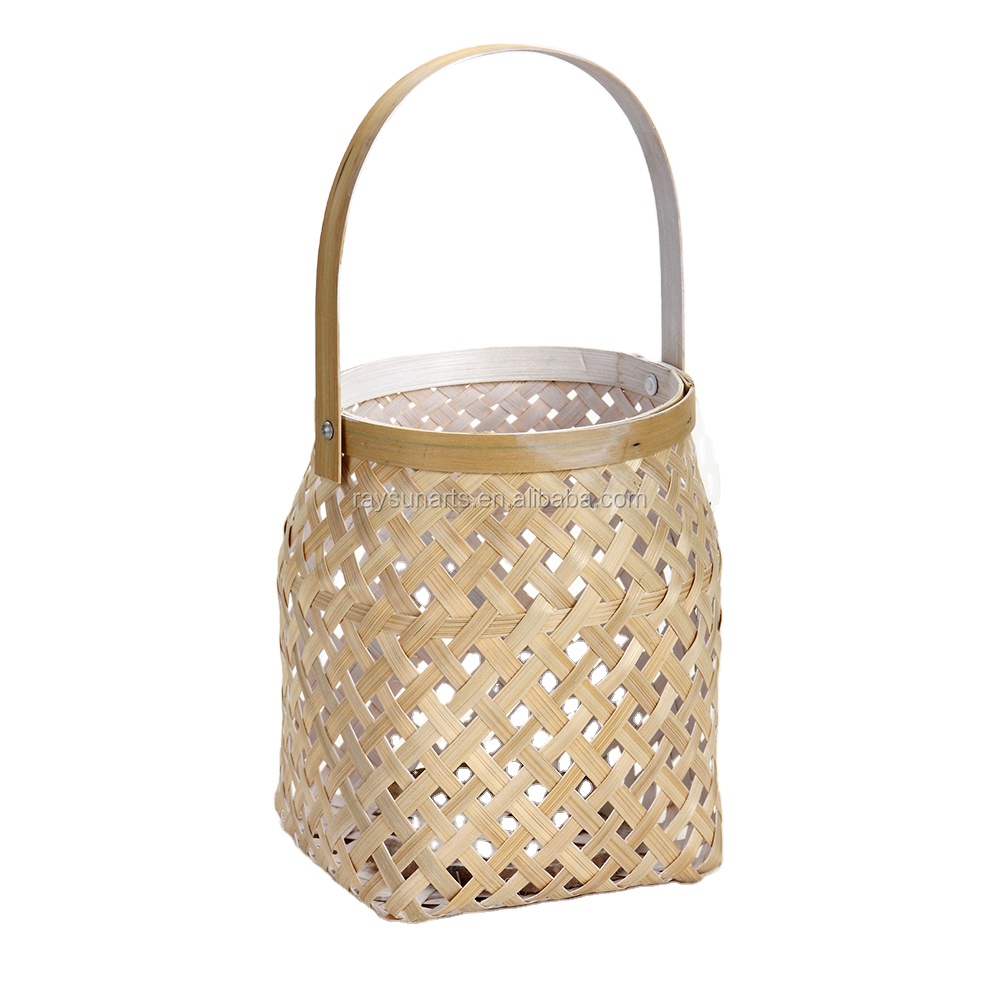 Hanging Outdoor bamboo rattan Wicker Candle Lantern