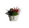 new cement pot with artificial succulents small plants