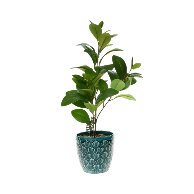 Potted Ceramics Artificial Green Plant for Home Office Decor