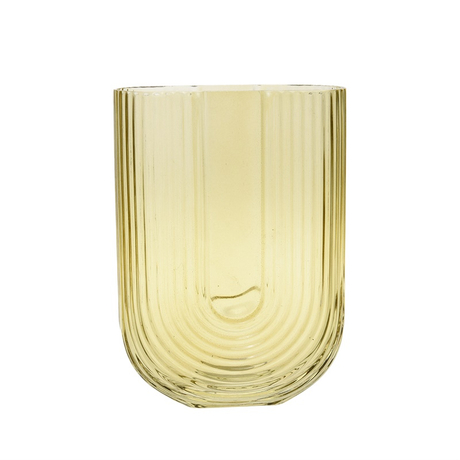 Joyful Gathering Glass Vase U Shape Ripple Clear Modern Glass Vase For Flowers Tabletop Vase For Home Decor