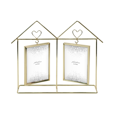Metal electroplate photo frame house shape gold for Home Decor