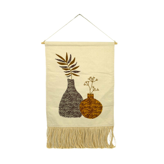 Natural Home Cotton Linen Background Curtain Bedside Hanging Cloth Decorative Cloth Tassel Curtain