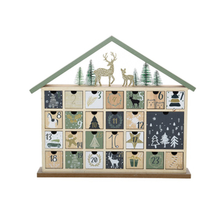 Nature Department Christmas Wooden Advent Calendar Festive Christmas Village Design with 24 Drawers