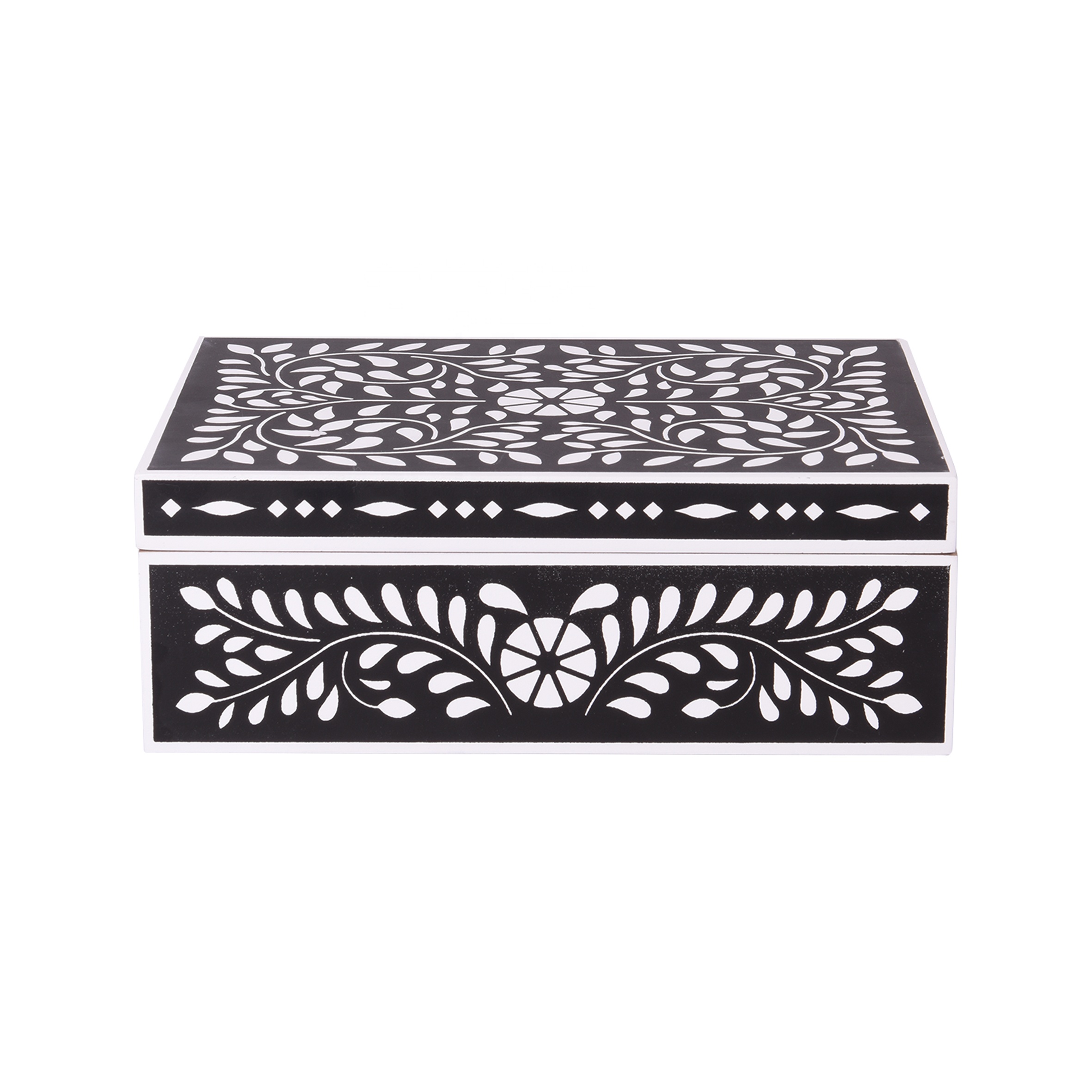 Black Wooden Simple Home Decoration Storage Box Blue Pattern Box